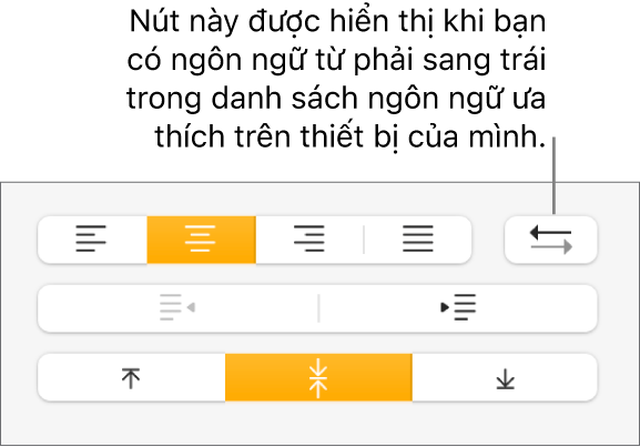 Nút chiều của đoạn bên cạnh các nút căn chỉnh đoạn.