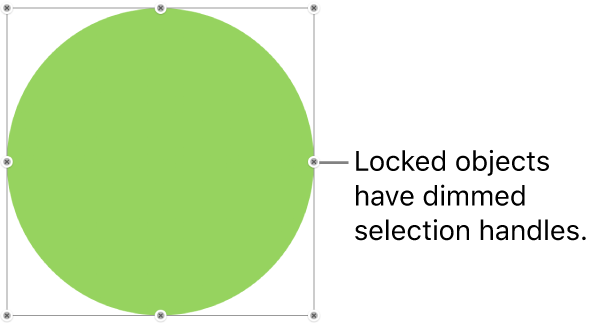 A locked object with dimmed selection handles.