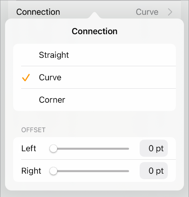 The Connection controls with Curve selected.