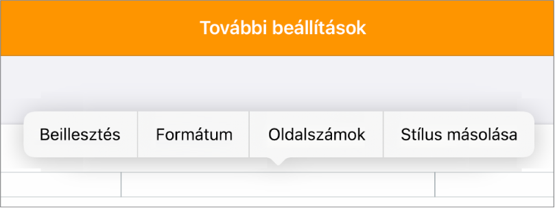 Három fejlécmező, amelyek közül a beszúrási pont a középsőben látható, ezenkívül egy előugró menü, amelyben az Oldalszámok lehetőség jelenik meg.