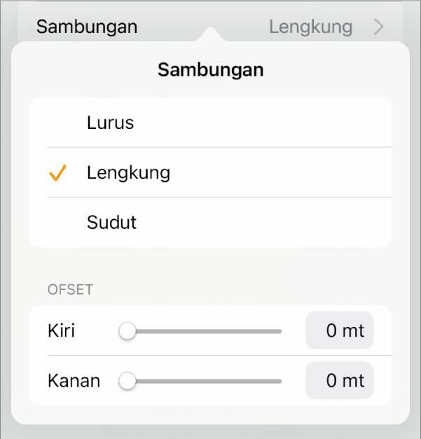 Kawalan Sambungan dengan Lengkung dipilih.