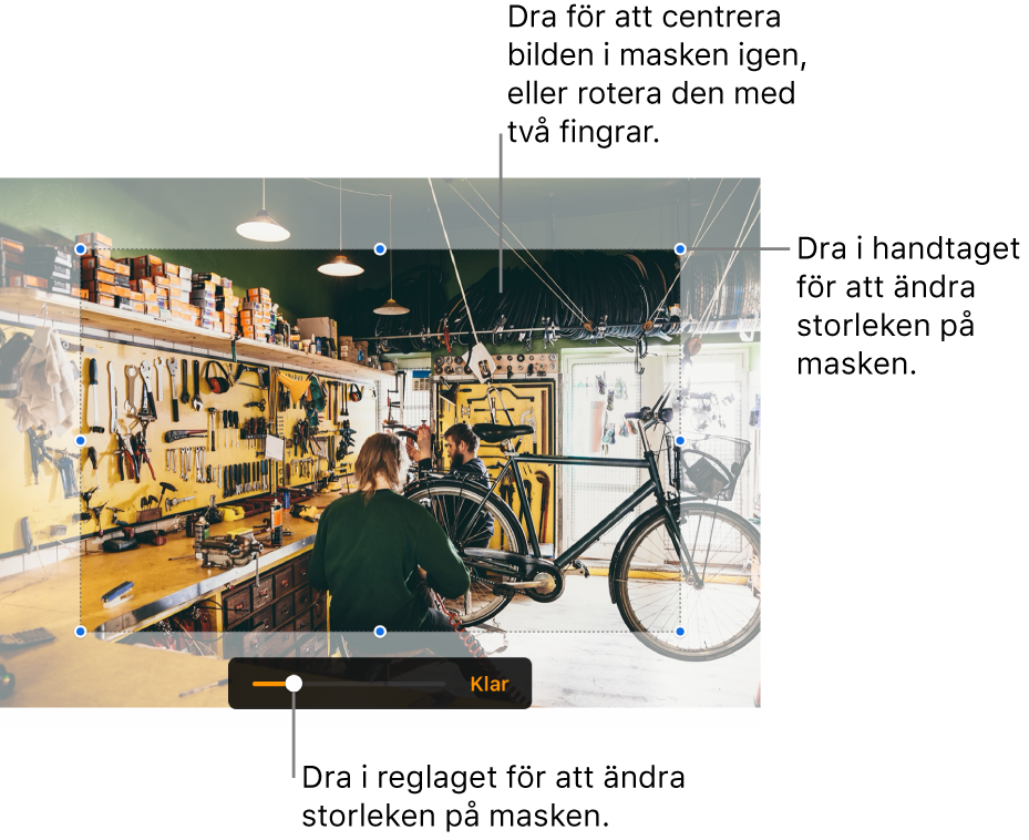Maskreglage över en bild.