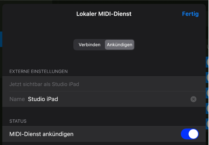 Dialog „Lokaler MIDI-Dienst“