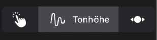 Abbildung. Die Taste „Tonhöhe“ zwischen den Tasten „Wiedergabe“ und „Scrollen“.