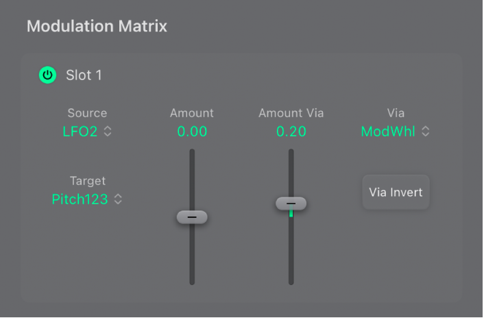 Abbildung. ES2-Modulationsquellen, Mod Matrix-Slot 1 bis 10.