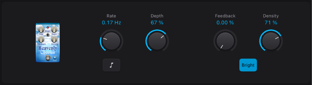 Abbildung. Das Effektpedalfenster „Heavenly Chorus“