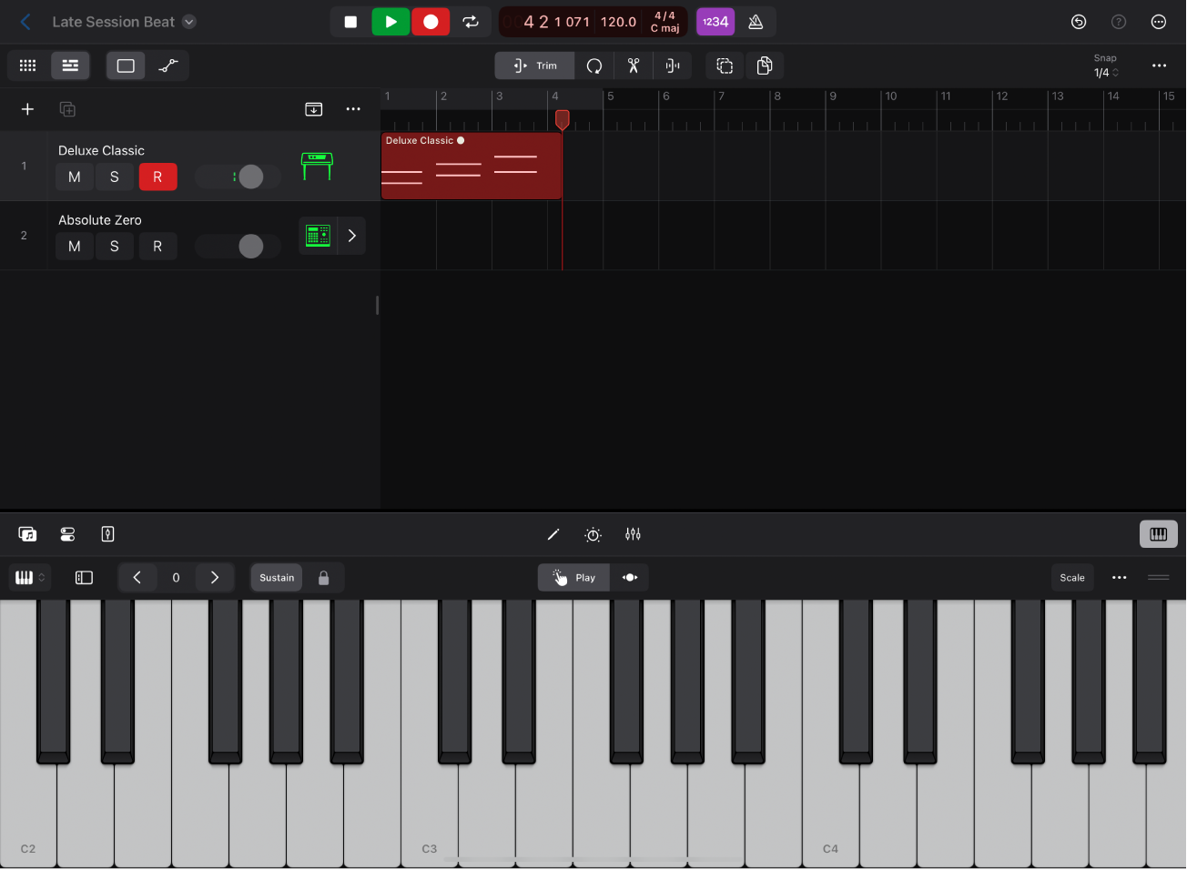 Figure. Recording a software instrument to a software instrument track.