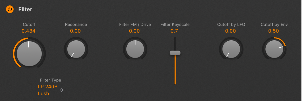 Figure. Retro Synth Filter parameters.