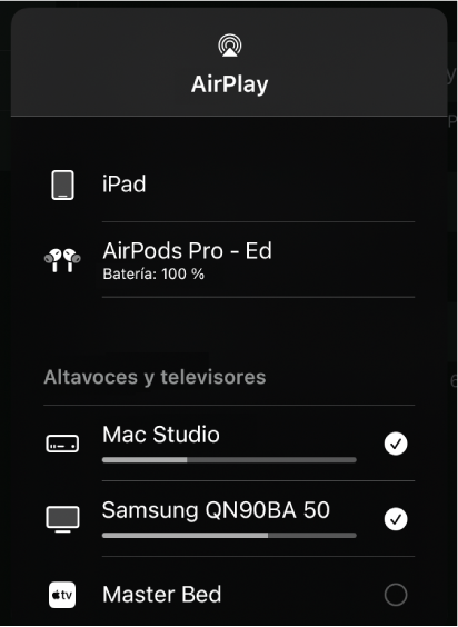 Ilustración. Cuadro de diálogo de AirPlay.