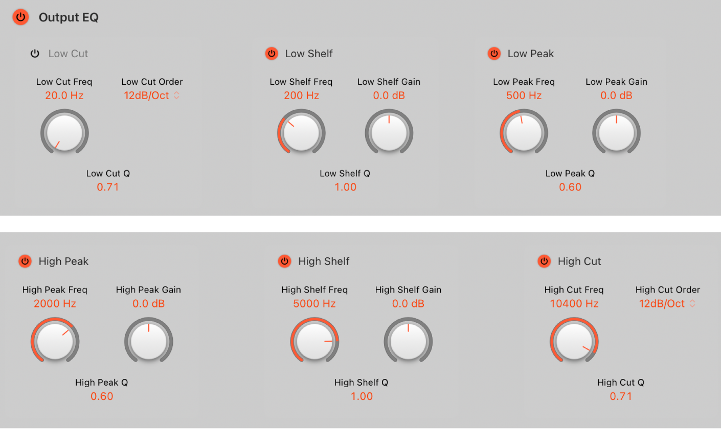 Ilustración. Pantalla “Output EQ” de ChromaVerb.