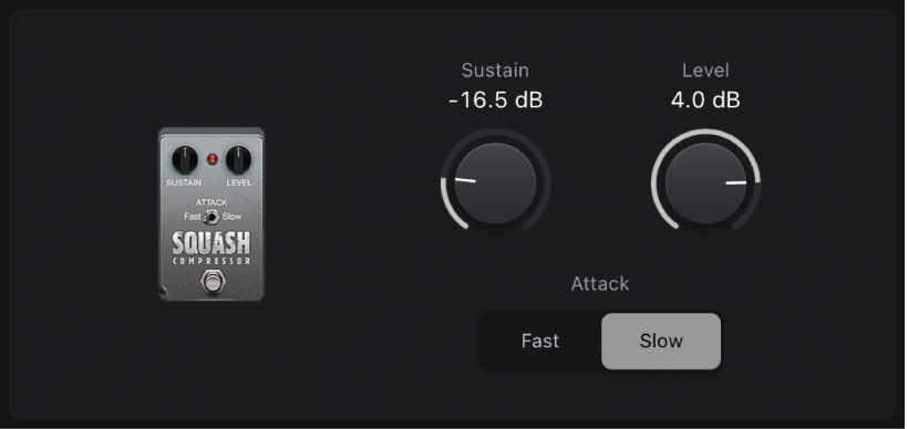 Ilustración. Ventana del stompbox Squash Compressor.