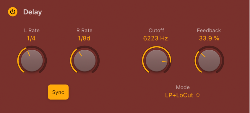 Figure. Paramètres Delay de Step FX.