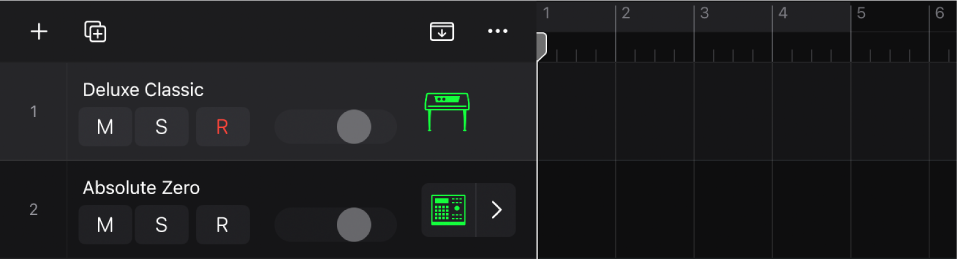 Figure. Piste d’instrument logiciel sélectionnée.