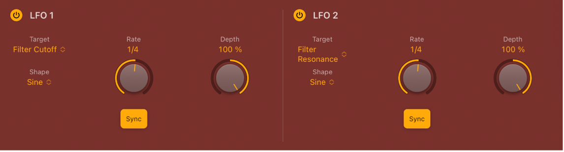 Figure. Paramètres LFO de Phat FX.