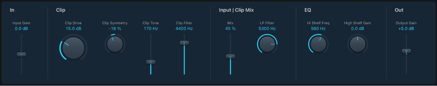 Figure. Fenêtre de l’effet Clip Distortion.