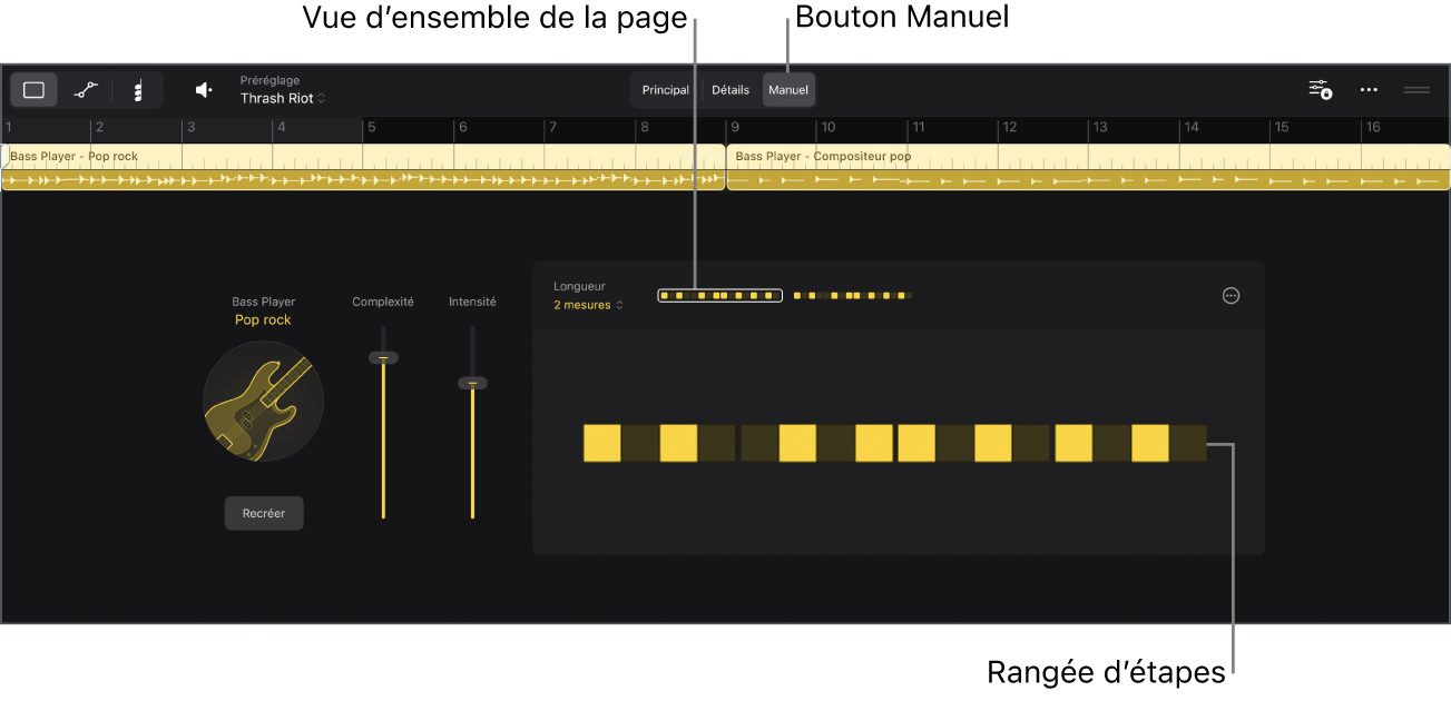 Figure. Présentation Manuel dans l’éditeur de Session Player.