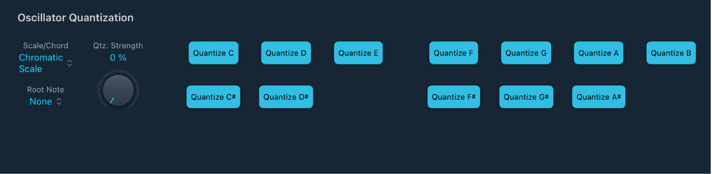 図。EVOC 20 TrackOscillatorの「Oscillator Quantization」のパラメータ。