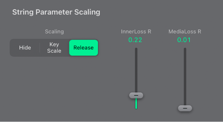 図。「String Parameter Scaling」のコントロール。