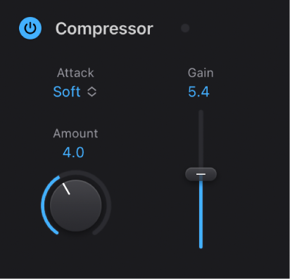 図。Bass Amp Designerのコンプレッサーパラメータ。