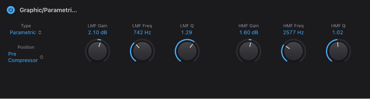 그림. Bass Amp Designer Parametric EQ 파라미터.