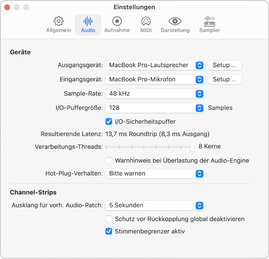 Abbildung. Einstellungen „Audio“