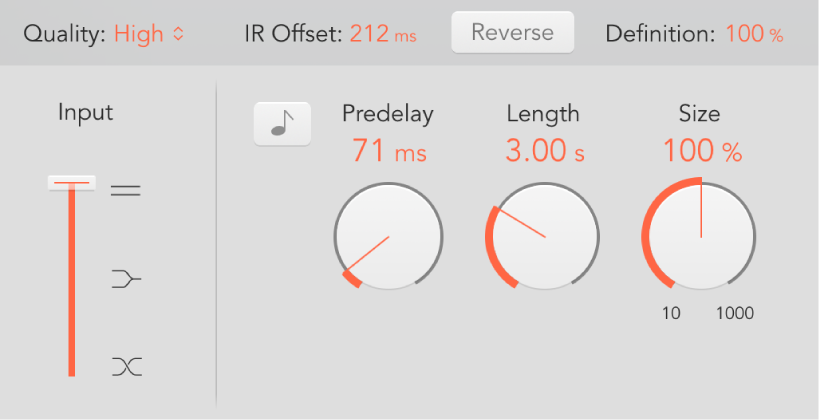 Impulse response parameters in the global controls section.