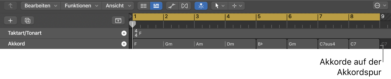 Abbildung. Projekt mit Akkorden in der Akkordspur
