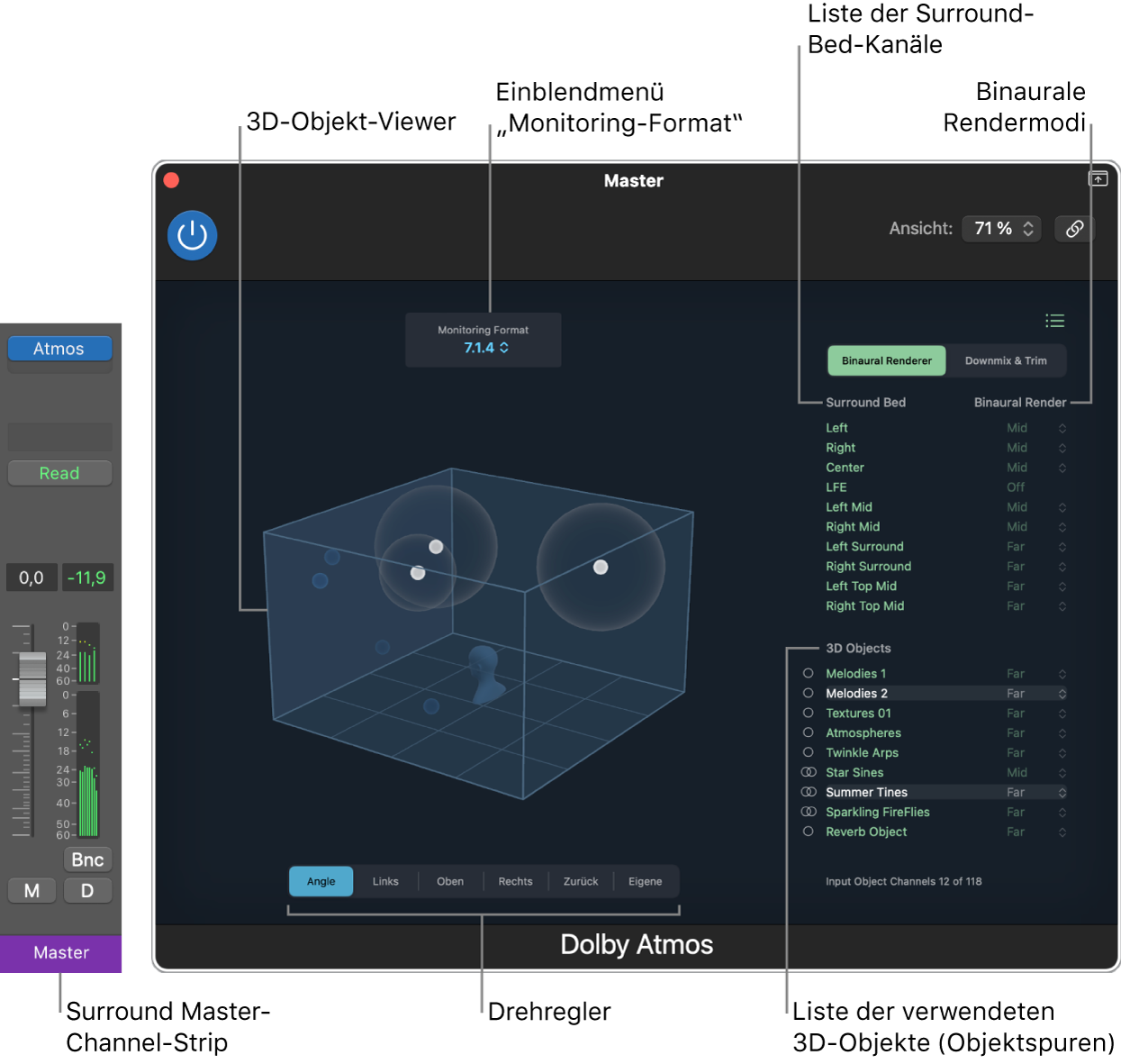 Abbildung. Dolby Atmos-Plug-in-Fenster.