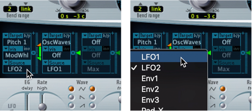 Abbildung. Einblendmenü „Modulation Source“