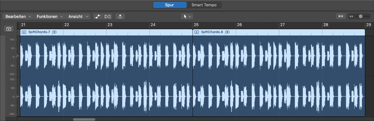 Abbildung. Audiospureditor mit einer Audioregion