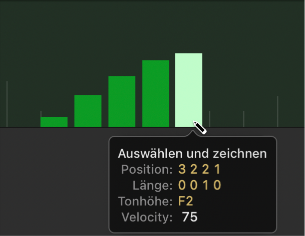 Abbildung. Erzeugen mehrerer Events durch horizontales Bewegen in einer Lane