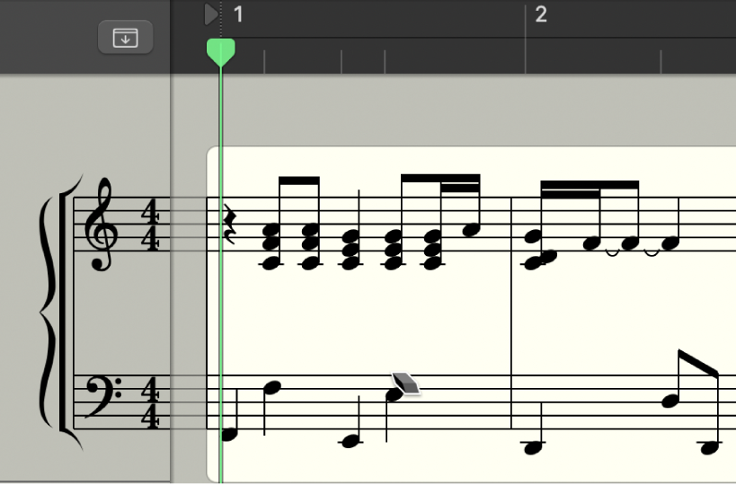 Abbildung. Werkzeug „Radiergummi“ über Objekt im Notationseditor