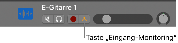 Abbildung. Audiospur-Header mit ausgewählter Taste „Eingang-Monitoring“