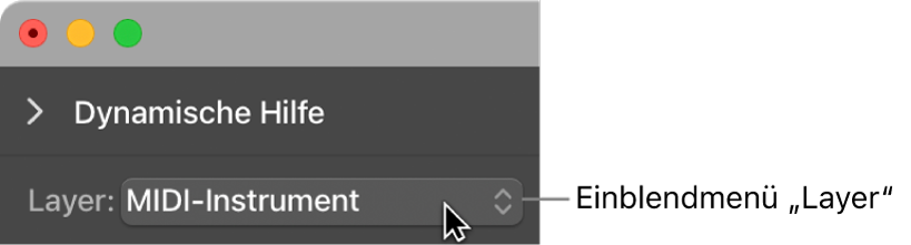 Abbildung. Einblendmenü „Layer“ mit Anzeige des aktuellen Layers