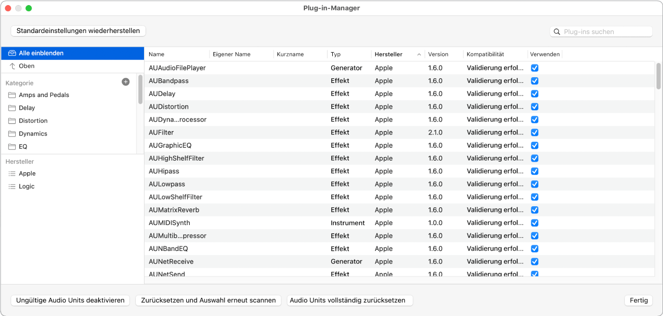 Abbildung. Fenster „Plug-in Manager“