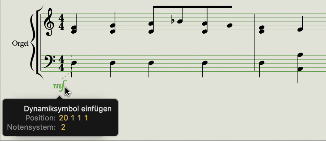 Abbildung. Positionsanker im Notationseditor