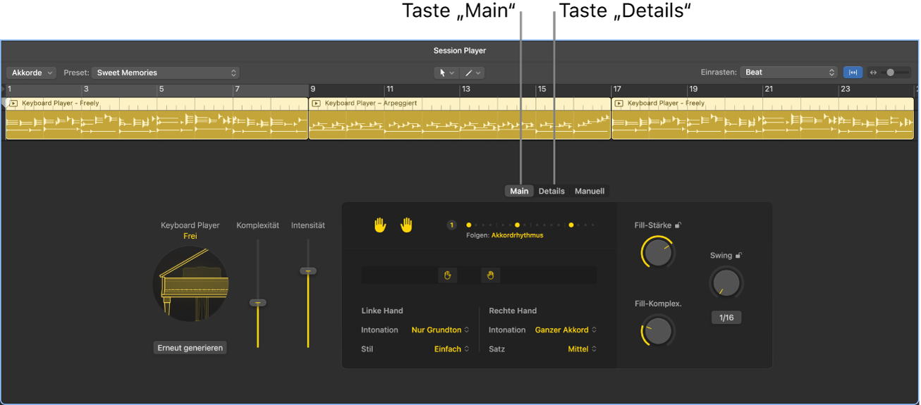 Abbildung. Der Session Player-Editor.