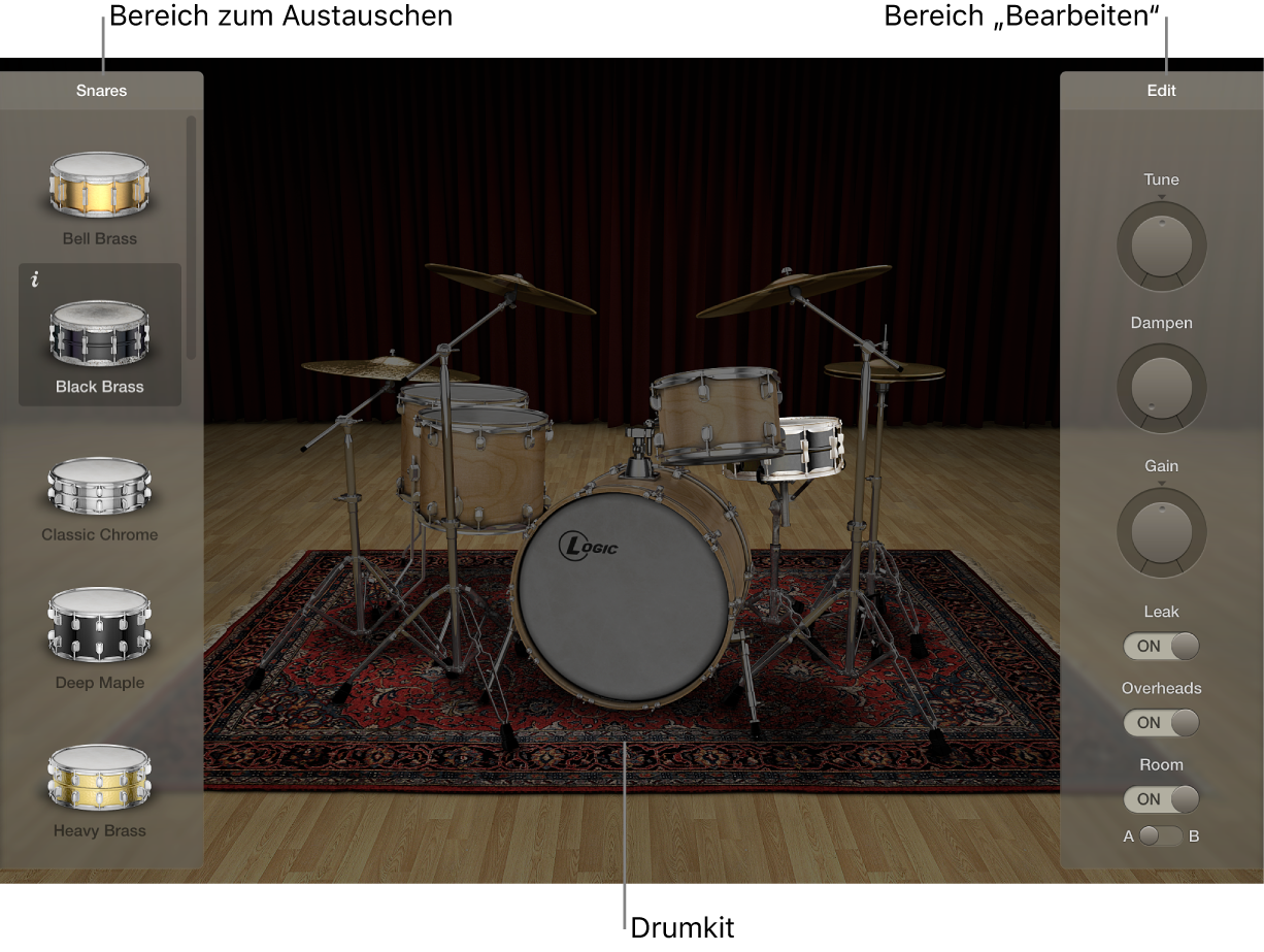 Abbildung. Benutzeroberfläche von Drum Kit Designer