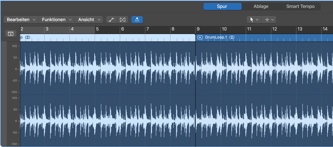 Abbildung. Audiospureditor mit ausgewählter Region