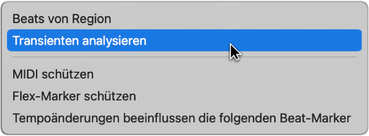 Abbildung. Spur „Beat-Mapping“ mit Anzeige von „Beats von Region“