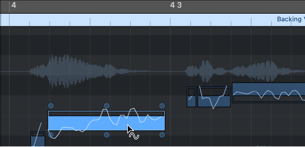 Abbildung. Das Werkzeug „Vibrato“ im Audiospureditor.