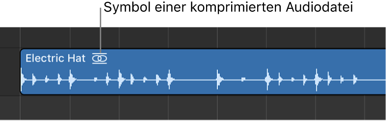 Abbildung. Audioregion mit Symbol für komprimierte Audiodatei rechts neben Regionsnamen