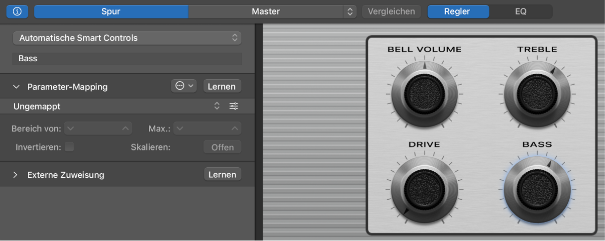 Abbildung. Informationsfenster „Smart Control“ mit Bereich „Parameter-Mapping“