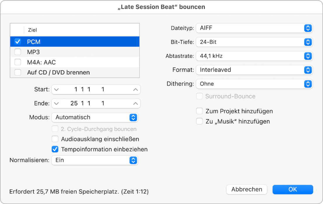 Abbildung. PCM-Optionen im Bounce-Fenster