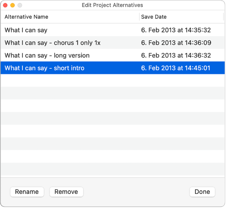 Figure. Edit Alternatives dialog.