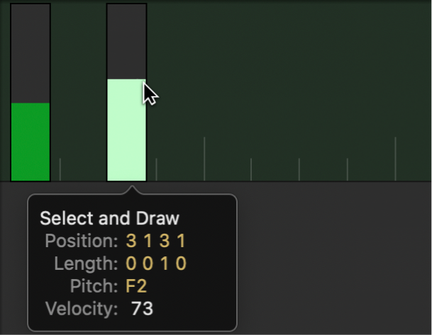 Figure. Dragging vertically on an event beam.