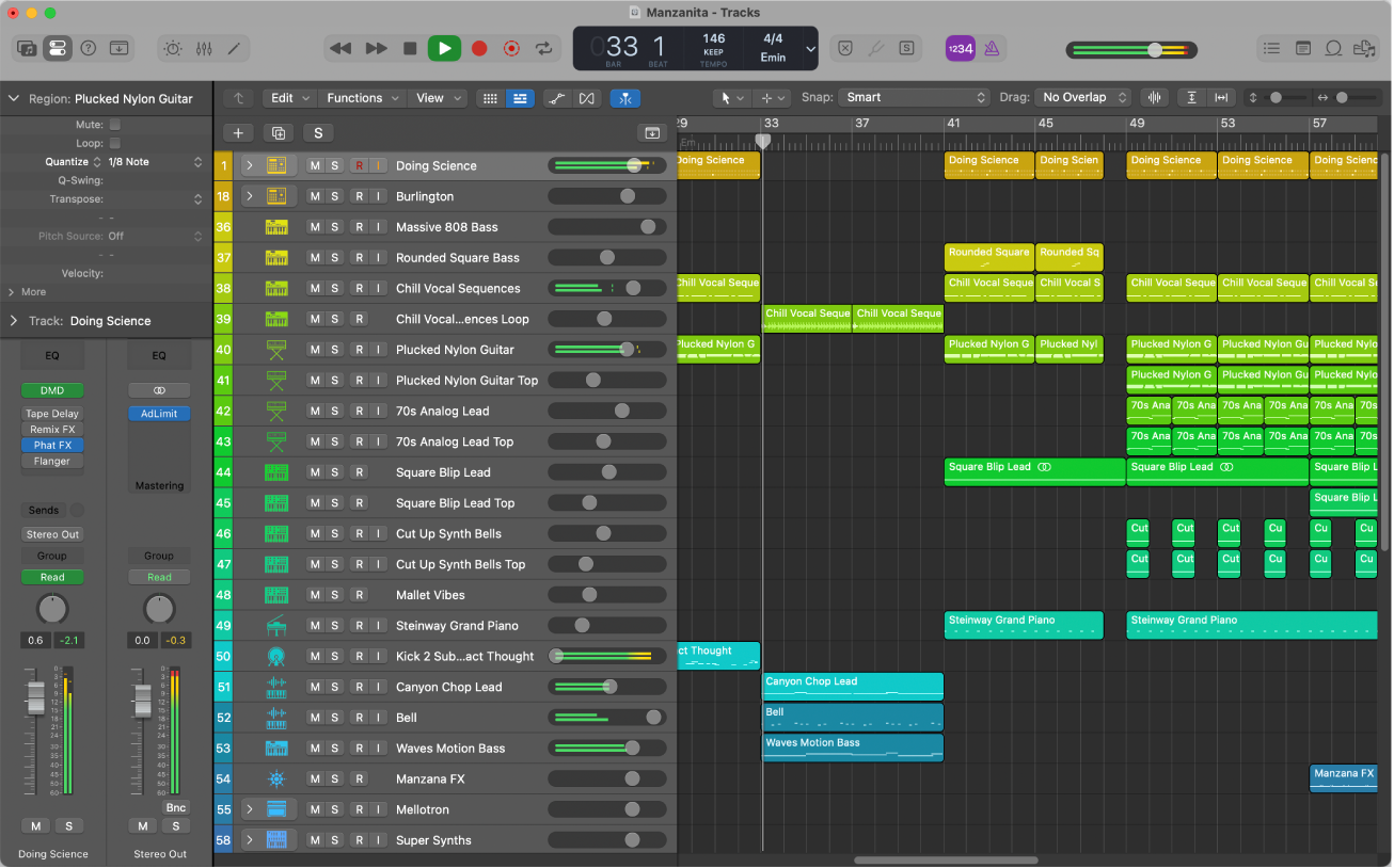 Figure. Logic Pro main window.