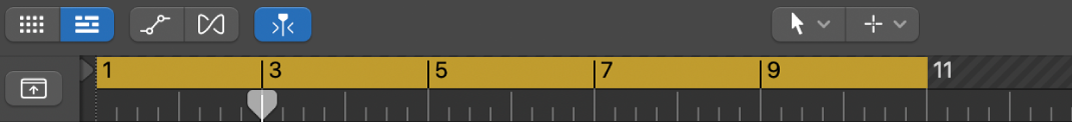 Figure. Cycle mode on, showing cycle area in the ruler.