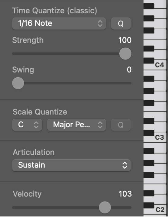 Figure. Articulation pop-up menu.