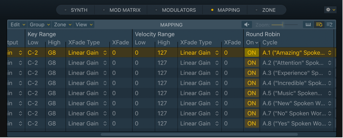 Figure. Group view, showing the Round Robin group selection filter.